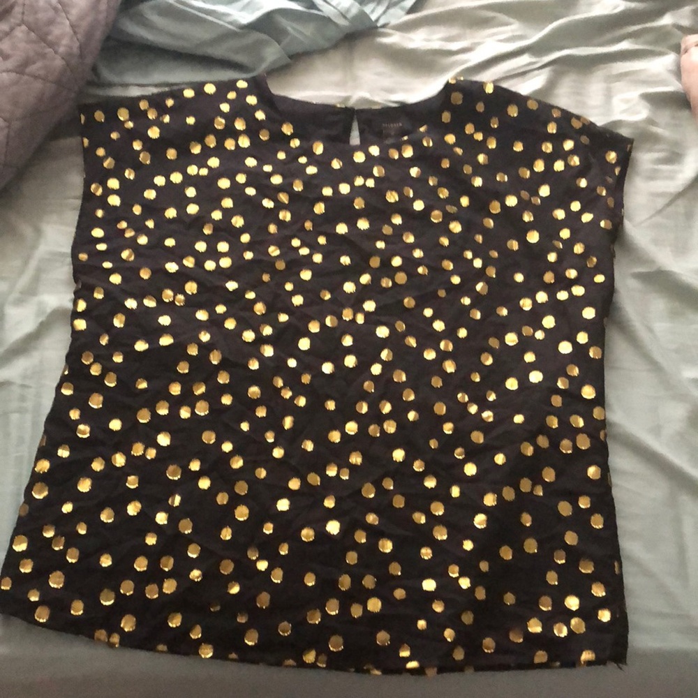 Halogen top black with gold stitched dots